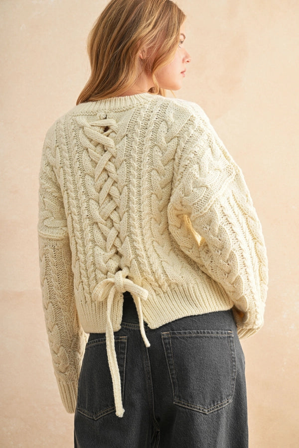 Braid on Back Cable Sweater