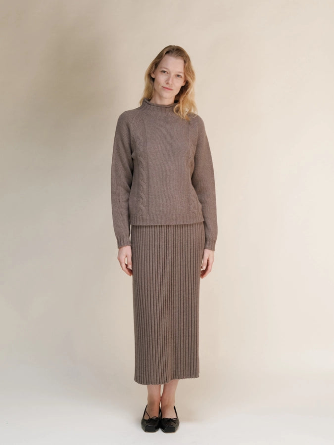 Italian 3D-Knit Cashmere Blend Skirt | Perforated Knit