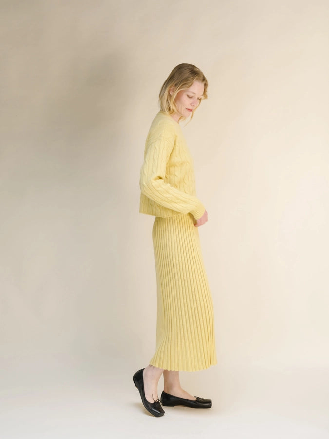 Italian 3D-Knit Cashmere Blend Skirt | Perforated Knit