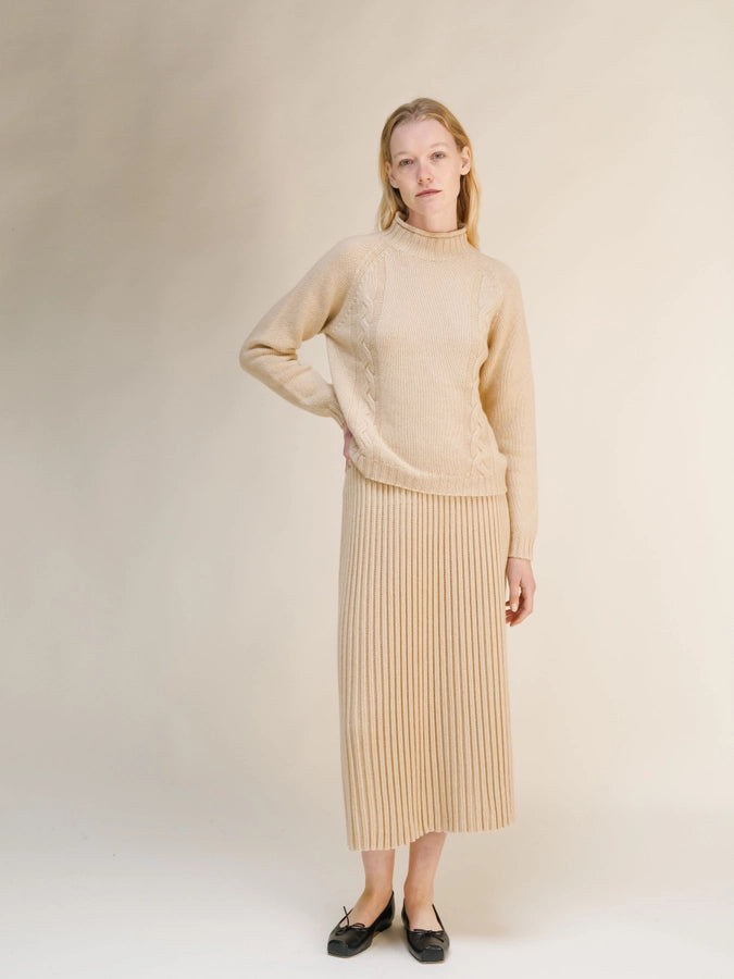 Italian 3D-Knit Cashmere Blend Skirt | Perforated Knit