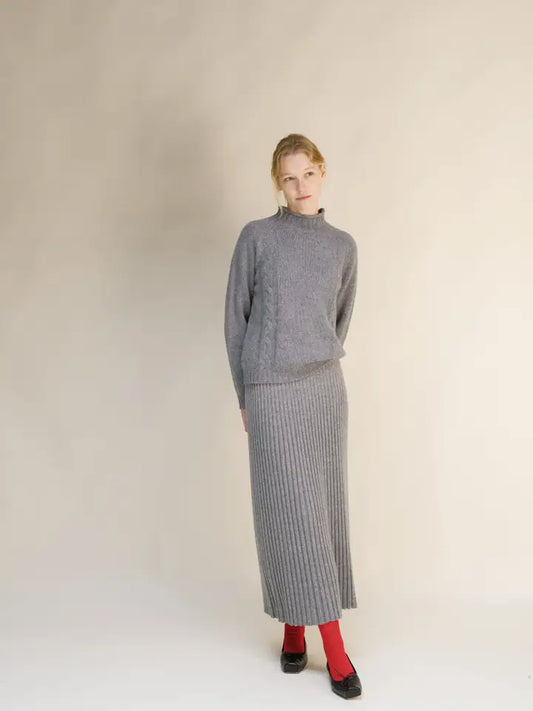 Italian 3D-Knit Cashmere Blend Skirt | Perforated Knit