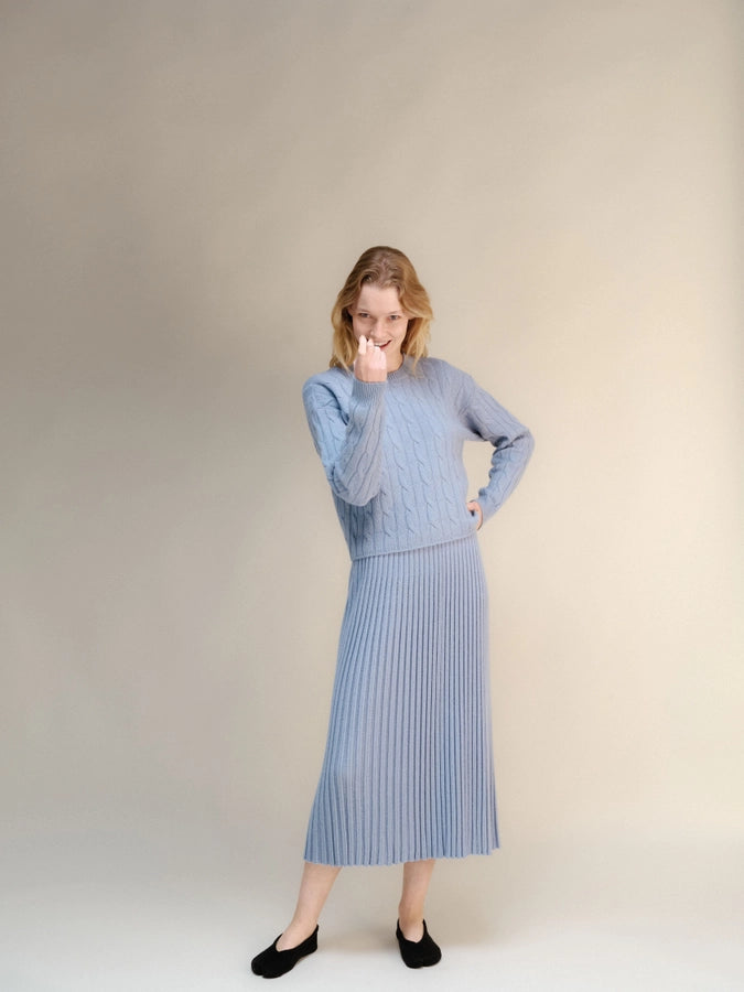 Italian 3D-Knit Cashmere Blend Skirt | Perforated Knit