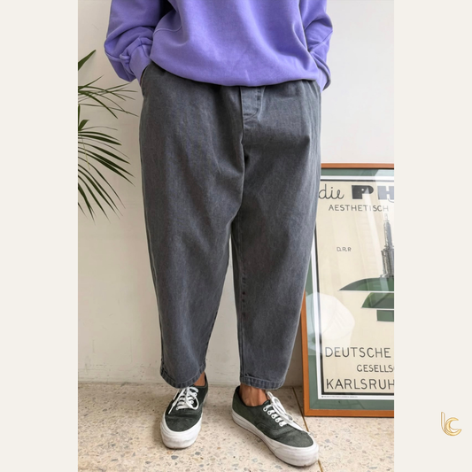 Pigment-Dyed Twill Semi-Balloon Pants