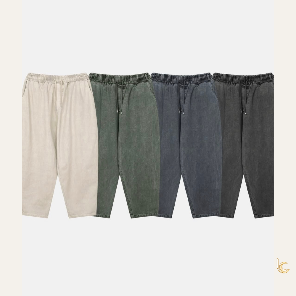 Pigment-Dyed Twill Semi-Balloon Pants