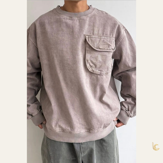 Pigment-Dyed Cotton Twill Utility Pocket Pullover