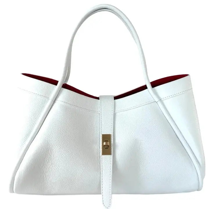 Italian Leather Tote Bag with Red Interior –Made in Italy