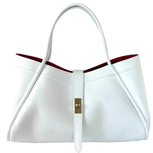 Italian Leather Tote Bag with Red Interior –Made in Italy