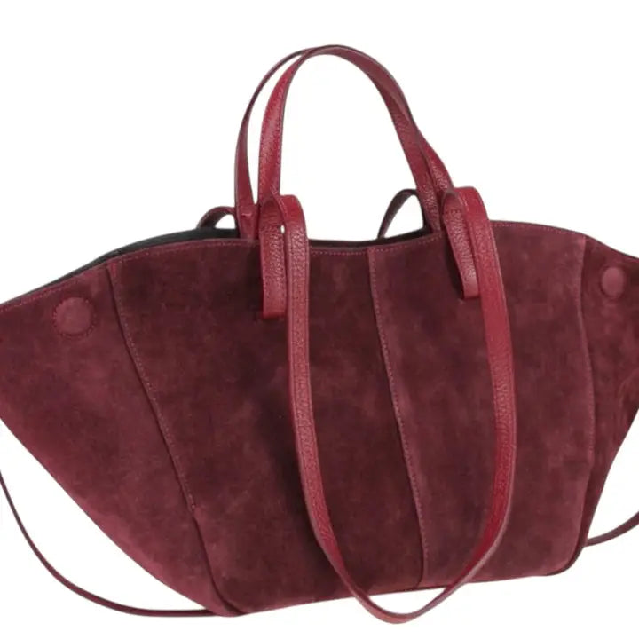 European Sculpted Leather Tote Bag – Made in Italy Structured Everyday Shoulder Bag