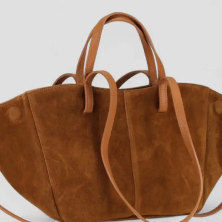 European Sculpted Leather Tote Bag – Made in Italy Structured Everyday Shoulder Bag