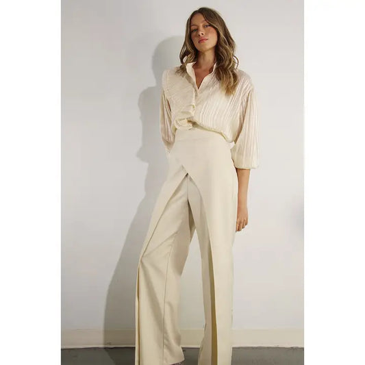 Front Overlap Layered Back Lace-Up Pants