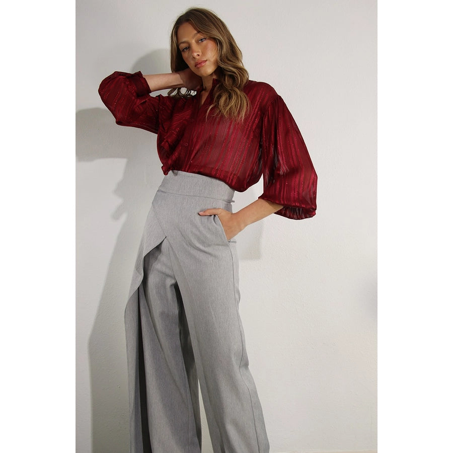 Front Overlap Layered Back Lace-Up Pants