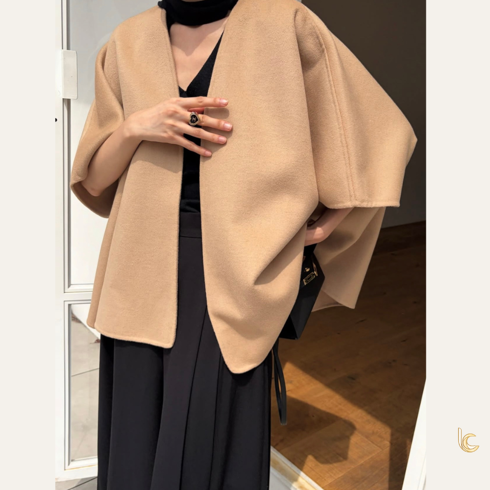 Handmade Wool-Blend Shawl Cape