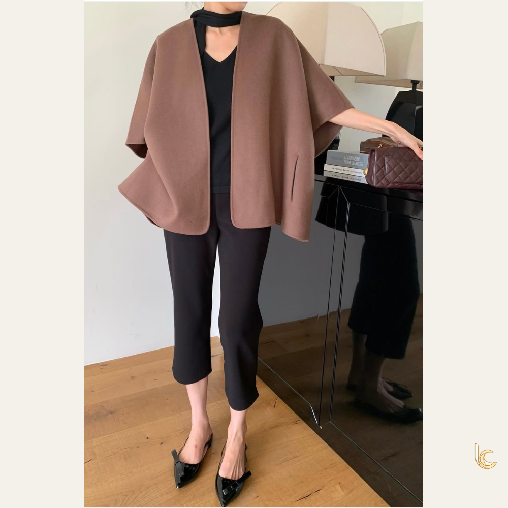 Handmade Wool-Blend Shawl Cape