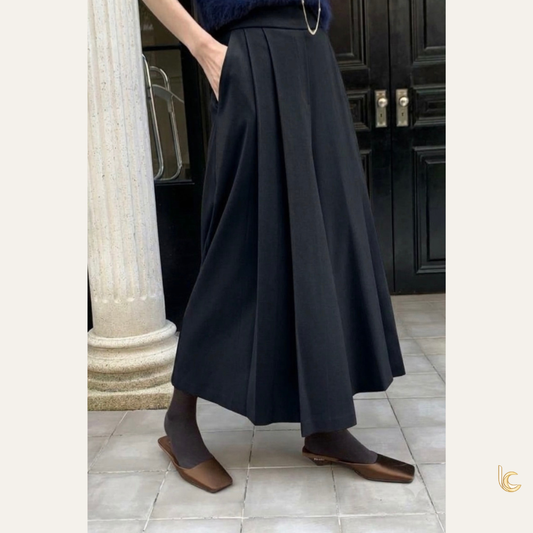 Pleated Maxi Wide-Leg Trousers