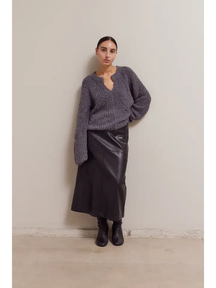 Opened V-Neck Sweater Top