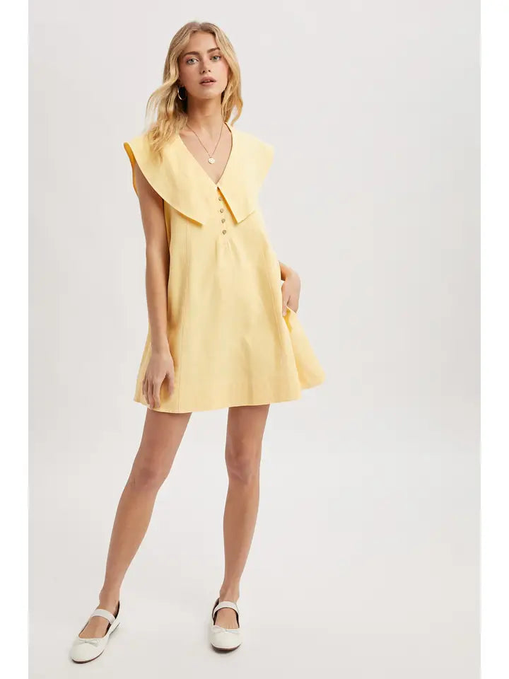 Oversized Sailor Collar Cotton Mini Dress