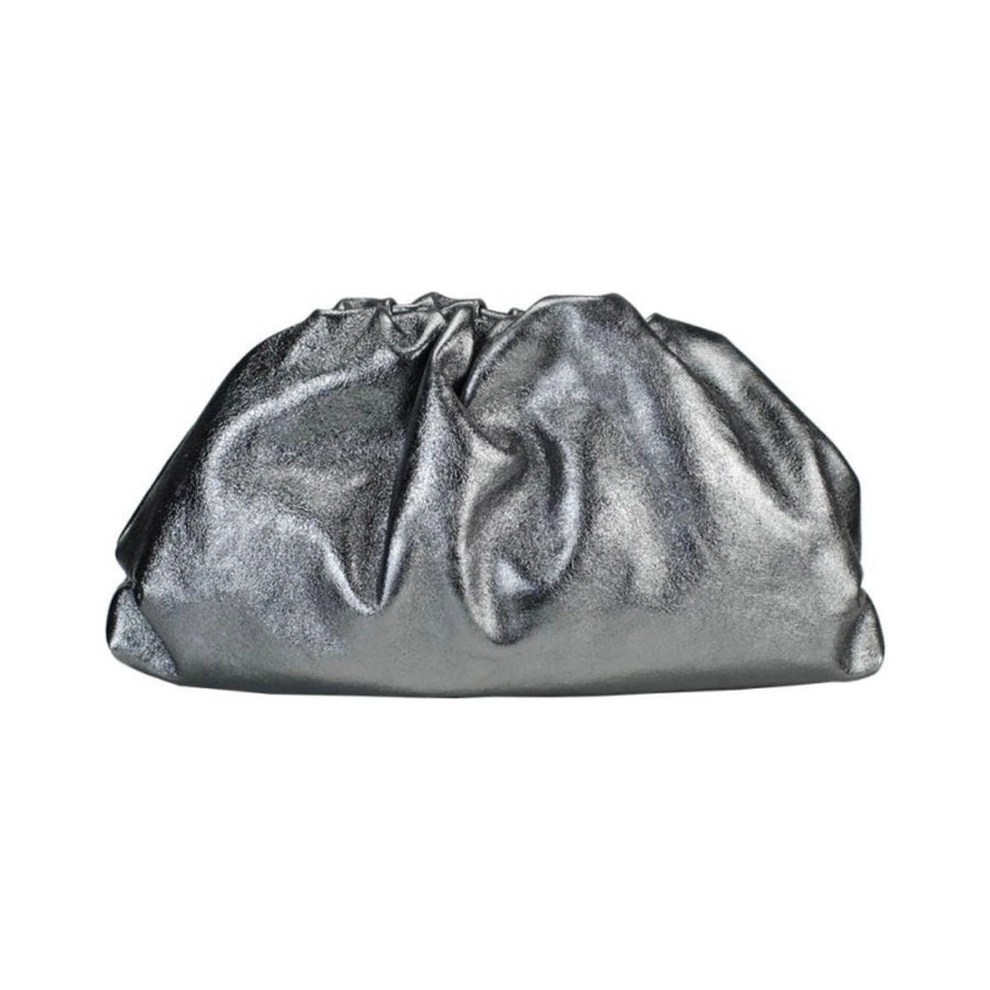 Metallic Leather Clutch Bag – Gold Chain Crossbody Evening Purse