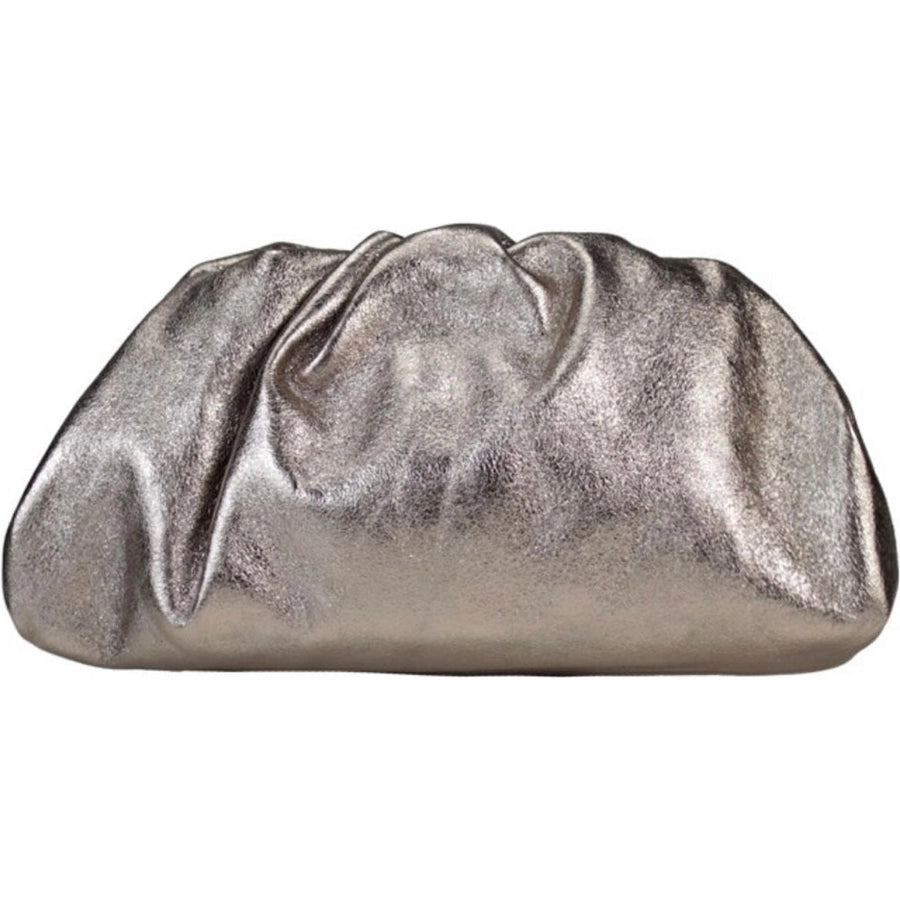 Metallic Leather Clutch Bag – Gold Chain Crossbody Evening Purse