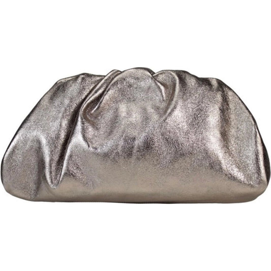 Metallic Leather Clutch Bag – Gold Chain Crossbody Evening Purse