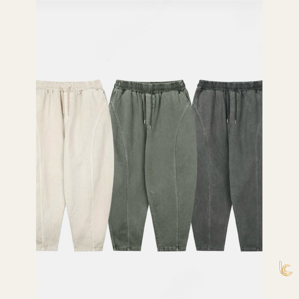 Unisex Pigment Washed Cotton Semi-Balloon Pants