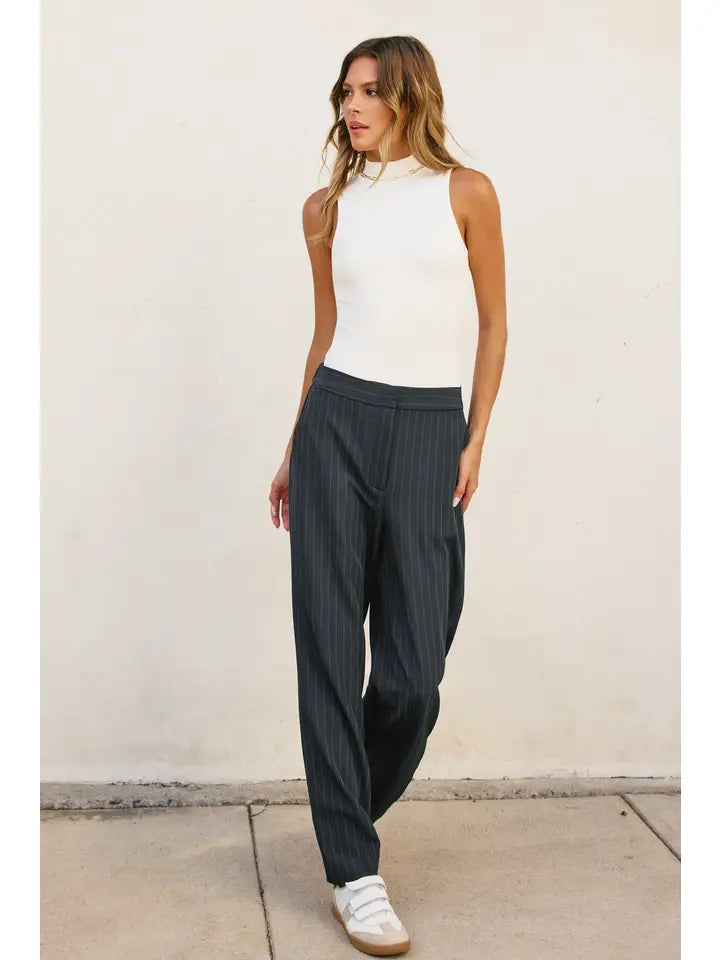 Pinstripe Vest & Wide Leg Trouser Set