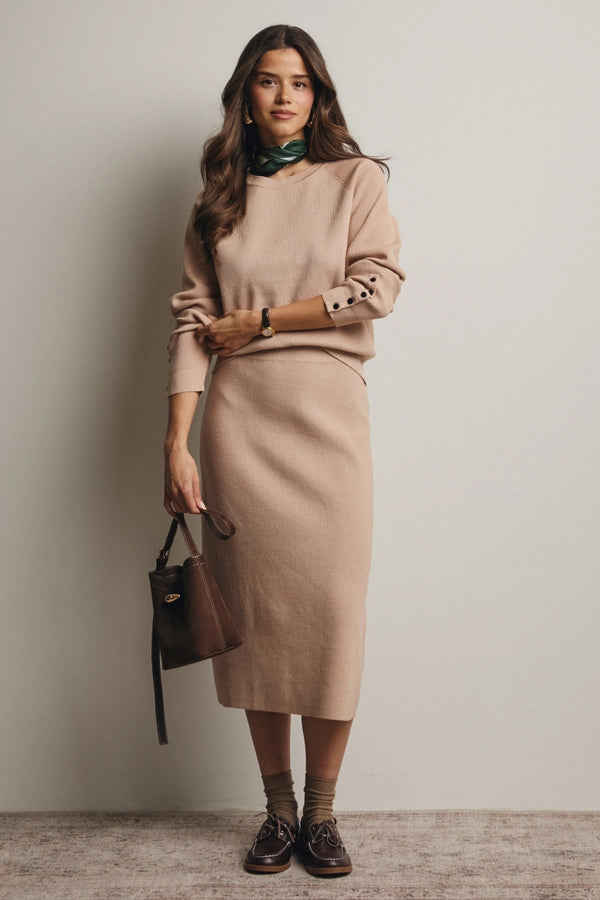 Soft Knit Sweater & Midi Skirt Set