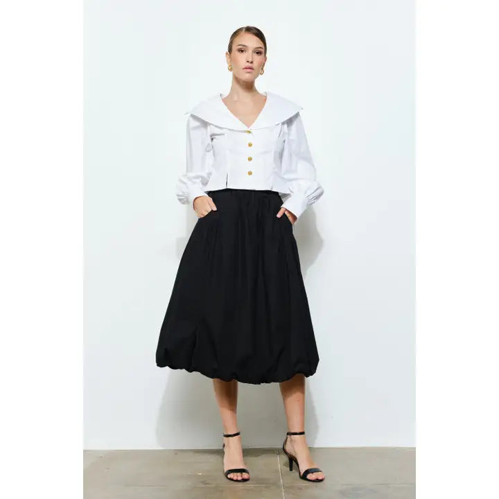 Sailor Collar Puff Sleeve Blouse