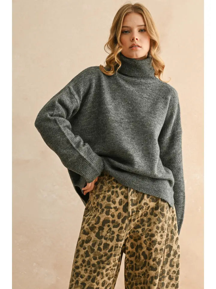 Turtleneck Long Sleeve Sweater Top