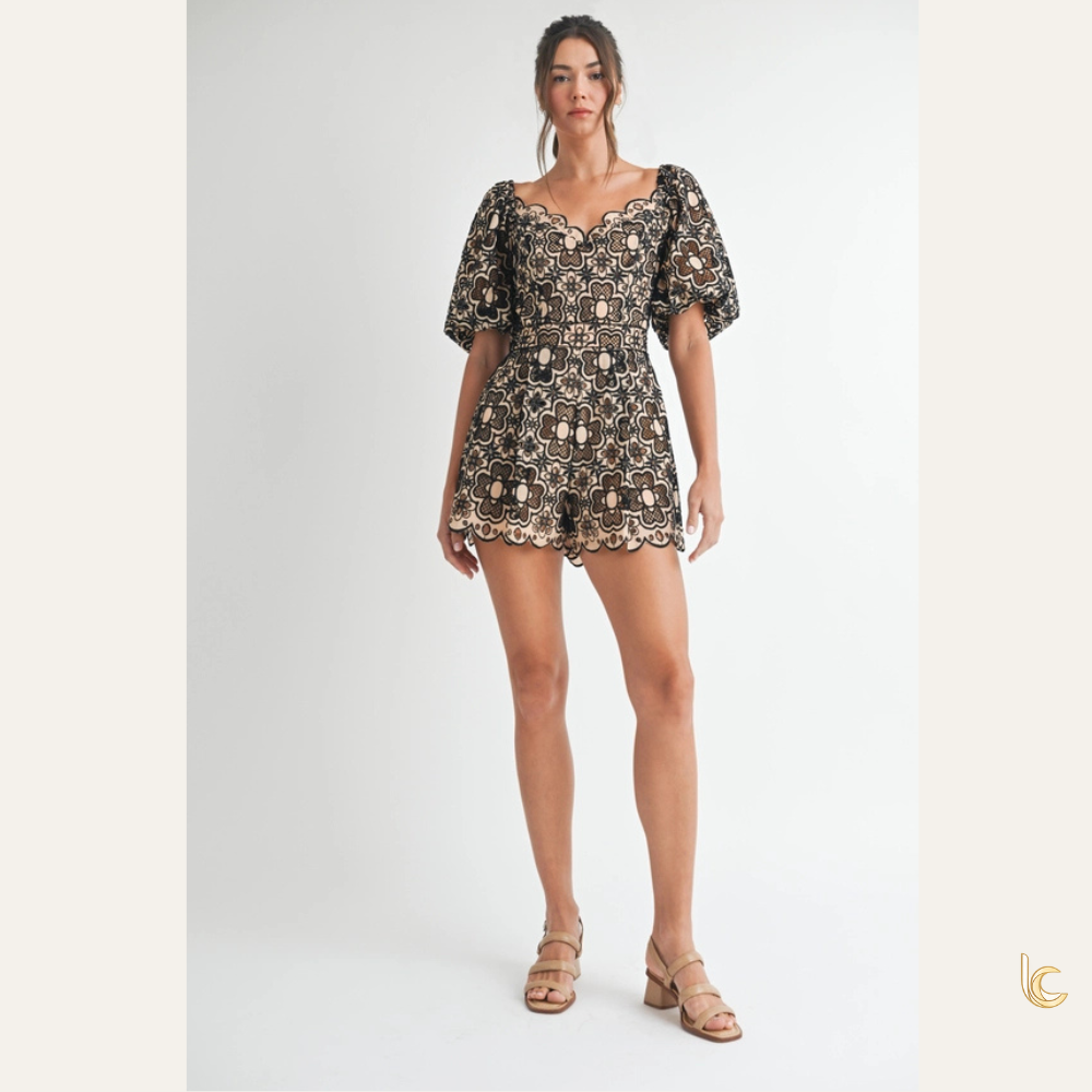 Crochet Lace Romper – Short Sleeve Resort Summer Jumpsuit