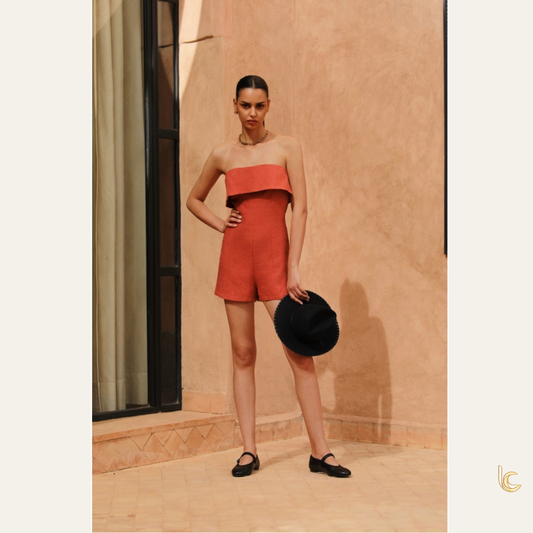 Mediterranean style Linen Romper