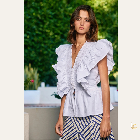 Ruffle Smocked Peplum Blouse