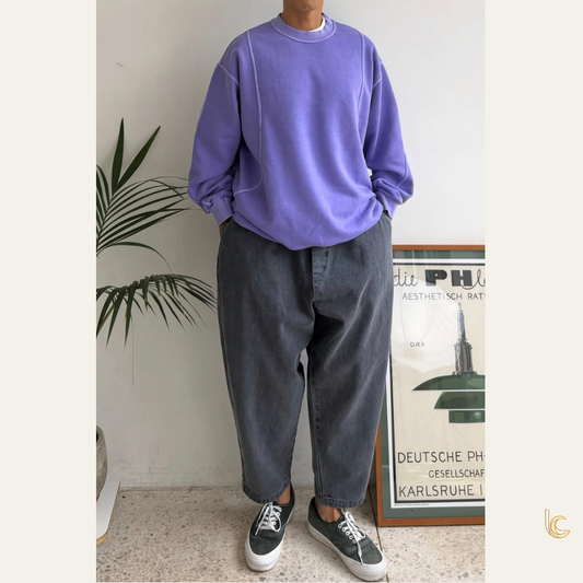 Pigment Washed Curved Seam Unisex Sweatshirt