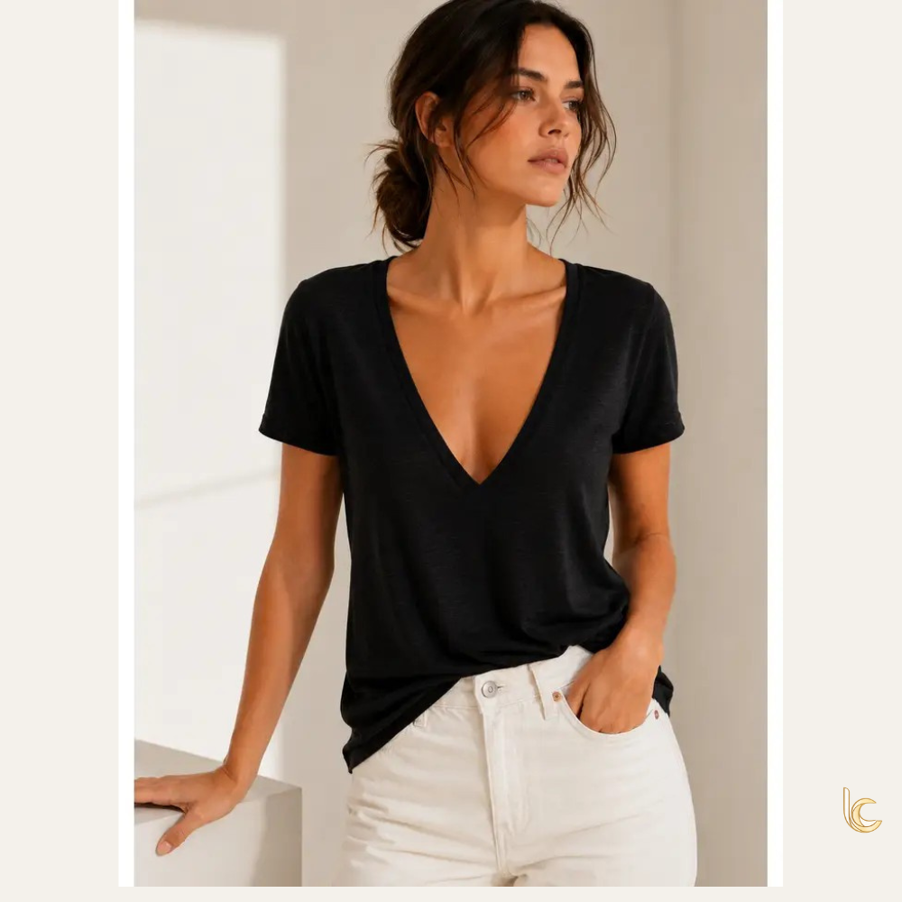 Supima Cotton Deep V-Neck T-Shirt