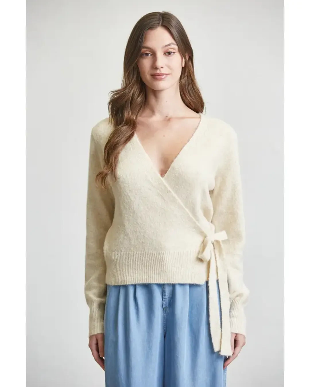 Soft Knit Wrap Sweater with Side
